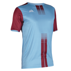 maroon and sky blue football kits